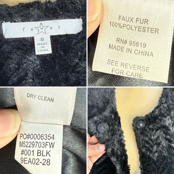 Women’s Fever Faux Fur Collared Black Lined Side Pockets Small Jacket - Picture 8 of 16